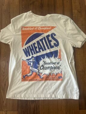 Wheaties Vintage-Style Graphic Tee in White with Orange & Blue Logo